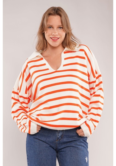 Gabria Çizgili Kazak Oranj