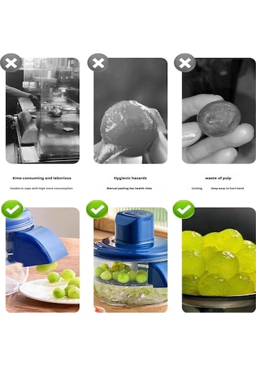 Vkemall 50w Motorlu Elektrikli Soğan Soyma Makinesi, 20 Saniyede Hızlı Meyve Sebze Soyma, Şarjlı 304 Paslanmaz Çelik, Ev Ve Ticari Kullanım Mavi