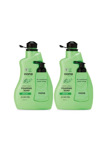 Vione 2 Adet Köpük Sabun El Ve Yüz İçin Doğal Zeytinyağlı 2 Lt Köpük Yapıcı Sabunluk Hediyeli