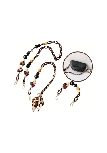 Fochsia 25.2 İnç Akrilik Boncuk Zincir Moda Ahşap Bileklik Çıkarılabilir Askı Aksesuar Çapraz Body Çanta Kayışı Dıy Cüzdan Yapımı