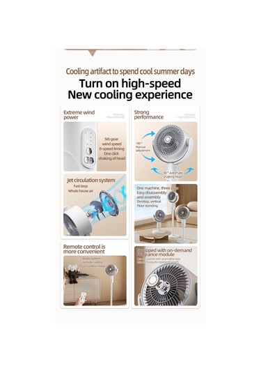 Masaüstü Hareketli Kafa Elektrikli Fan Şarj Edilebilir Fan