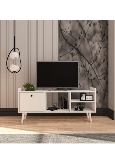 Leo Tv Ünitesi Beyaz Televizyon Konsolu 140 Cm Ekonomik Modül Seh