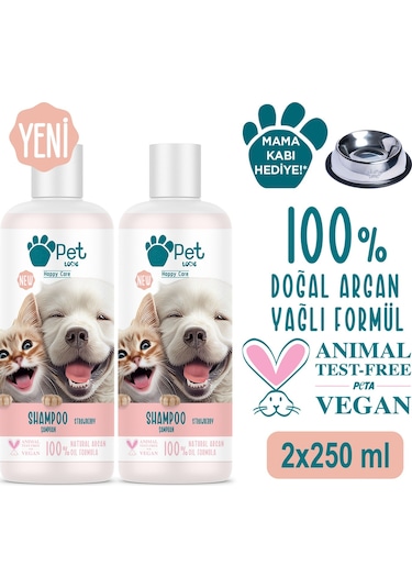 Pet Love Şampuan Çilek Doğal Argan Yağlı 2 x 250 ML