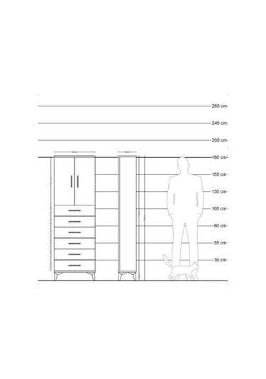 Arges Dolap 2 Raflı 6 Çekmeceli 2 Kapaklı 60x30x182 Aytaşı-ay... Aytaşı