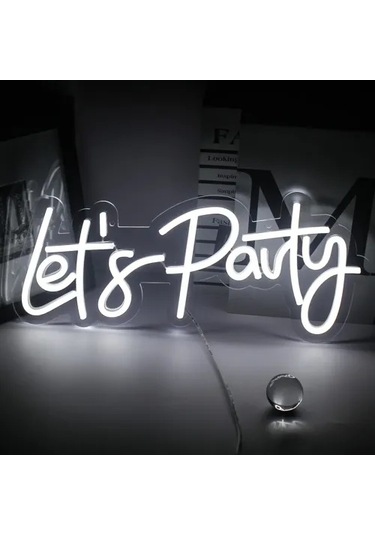 Let's Party Neon Led Tabela Beyaz