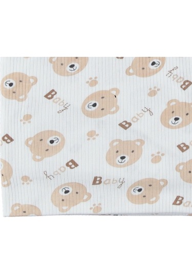 Penye Bebek Battaniye Kaliteli Kumaş Pamuklu Ayıcıklı Bebek Batta Kahverengi