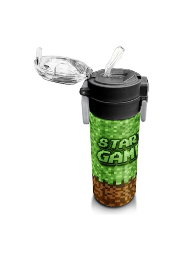 Coral High Kids High Craft Desenli Pipetli Ve Direkt İçim Çelik Termos 500 Ml 31992 Yeşil - Kahverengi