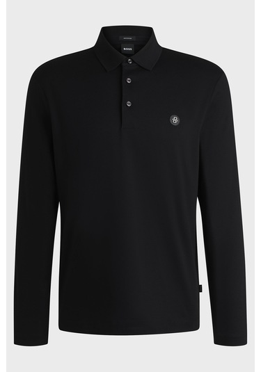 Boss Erkek Polo Yaka Sweat 50523917 002 Siyah Siyah Boss Erkek Polo Yaka Sweat 50523917 002 Siyah Siyah