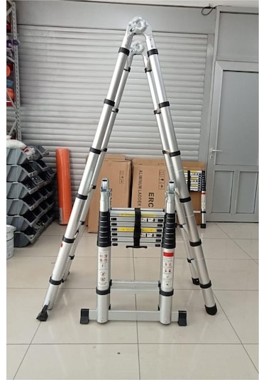 Ebax 2.8+2.8 5.6 Metre 9+9 Basamak 18 Basamak Çift Yönlü Alüminyum Teleskopik Merdiven