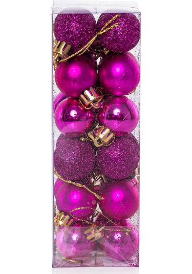 Yılbaşı Çam Ağacı Süsü Fuşya Top 3 Cm 24'lü