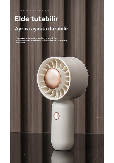 Supermarket1 Usb Şarjlı Mini El Tipi Küçük Fan - Bej Renk