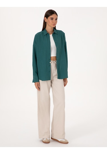 Pierre Cardin Kadın Zümrüt Gömlek Desenli 50318232-vr055 ZÜMRÜT