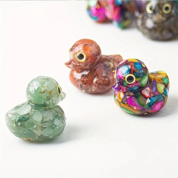 Trendooze Sevimli Ördek Yavrusu Aksesuarı, Aquamarine Kristal Dekor, İyileştirici Doğal Kristal