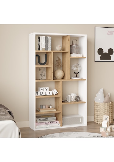 Robin Home Oscar Kitaplık 124cm Sepet-beyaz