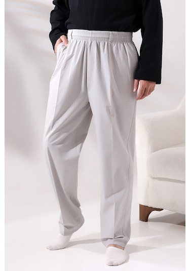 Keten Hac Ve Umre Erkek Şalvar Pantolon Açık Gri 001