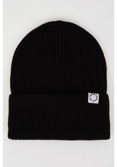 Defacto Kadın Dokuma Etiketli Triko Bere A6327AX24WNBK27 Siyah