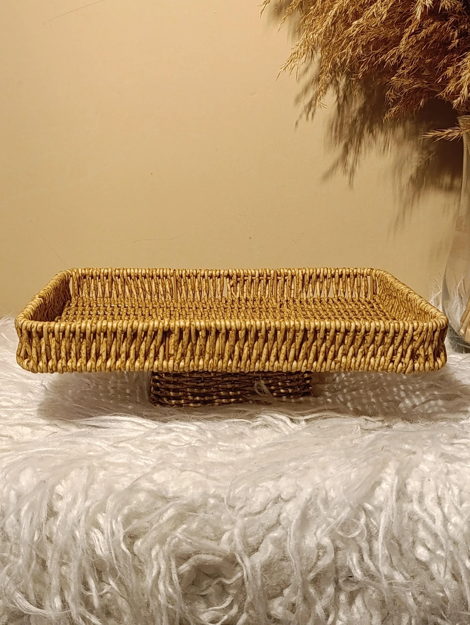 Hasır Rattan Ayaklı Sunumluk Dikdörtgen Diğer