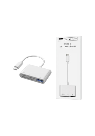 Dofolink Type-c Çok Fonksiyonlu Kart Okuyucu - Sd/tf/usb Ve Şarj Desteği, Kamera Fotoğraflarını Telefonla Paylaş, Plug & Play, Beyaz Kutulu