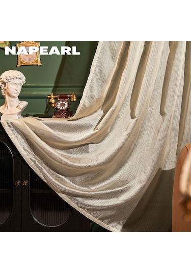 Altın 1 Pc Napearl Fransız Yaldızlı Tül Perde Rüya Gibi High-end Perde Işık Lüks Oturma Odası W100cm X L130cm Altın