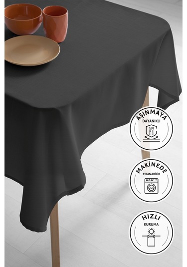 Nayra Keten Masa Örtüsü 160x220 - Antrasit Antrasit