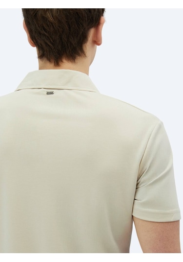Bej Düz Polo Yaka T-shirt Bej