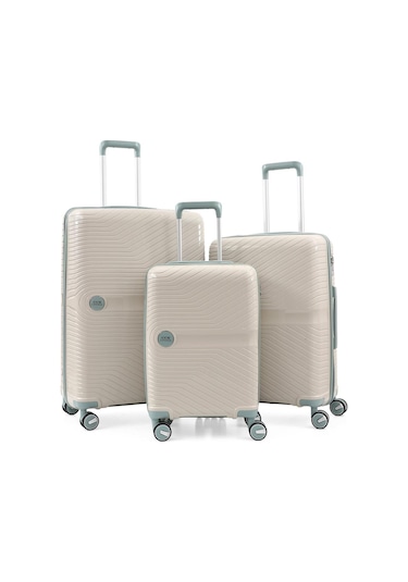 Ççs 5239 Polipropilen 3 Lü Valiz Seti Beyaz-mavi Beyaz - Mavi