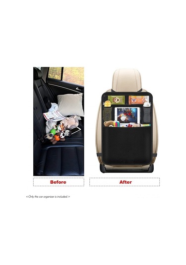 Youtek Araba Arka Koltuk Koruyucu Organizer Çantası - Su Geçirmez Nylon-pvc, 5 Bölmeli, 10.5 İnç Tablet Tutucu, Çocuk Eğlencesi Ve Depolama, Siyah, 1 Adet Siyah