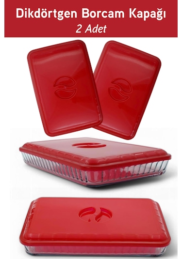 İronika Plastik Borcam Kapağı Dikdörtgen Kırmızı 2 Adet