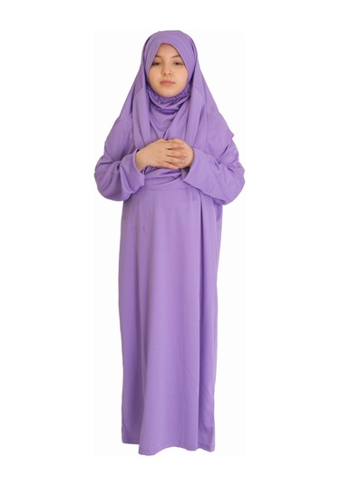 Lila Fermuarlı Namaz Elbisesi Lila