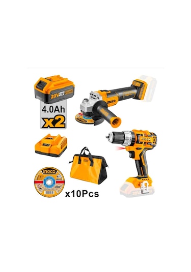 Ingco CKLI6015 Li-ion Akülü 2 'li Kombo Set - Matkap Ve Avuç Taşlama 2 Akülü