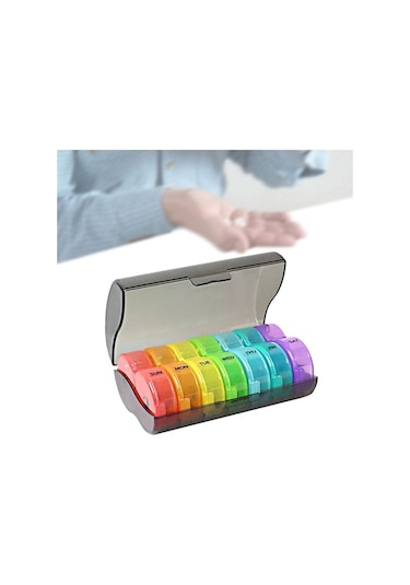 Pazly Suntek Siyah-ve-çok-renkli Magideal Kutusu Kabı Hap Haftalık Günlük 7 Sv Altın