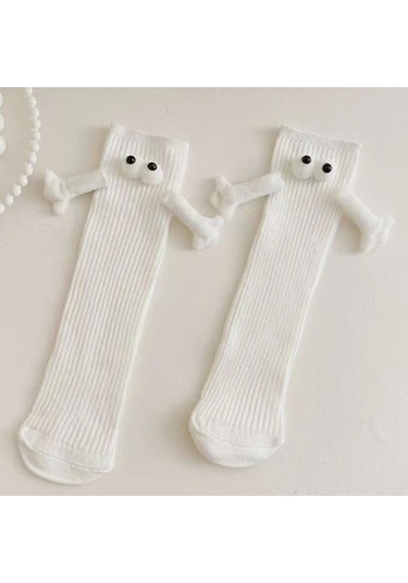 Suntek Sevimli Orta Tüp Çorap Kulüp Ünlü Ayak Komik Beyaz Beyaz