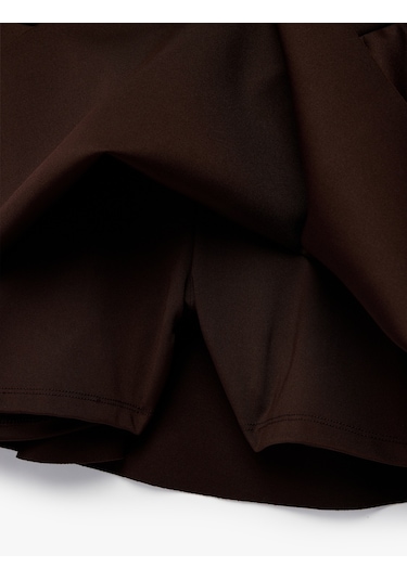 Koton Yüksek Bel Rahat Kalıp Scuba Mini Spor Şort Etek Kahverengi 6wak40027nk Kahve