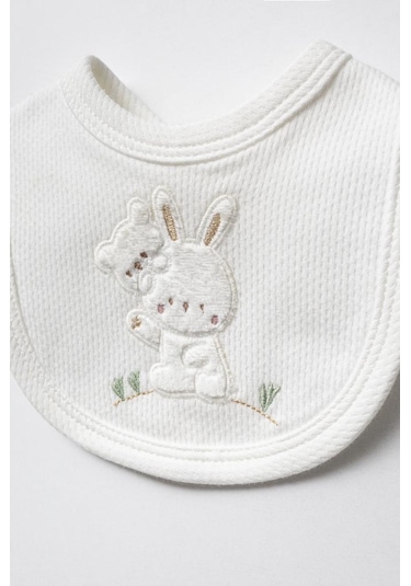 Bebitof %100 Pamuk Sevimli Tavşan Desenli 5 Parça Yenidoğan Hastane Çıkışı Zıbın Seti Bbtf.ekr.20129 Ekru