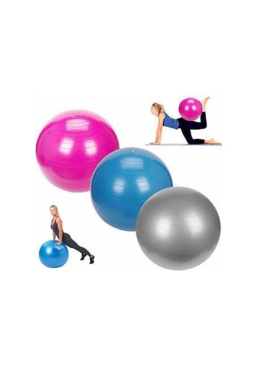 65 CM Fitilli Pilates Topu ve Pompa Seti Pilates Denge Yoga Spor Mor