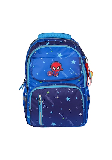 Relaxion Mavi Yıldız Desenli Su Geçirmez Astarlı Kumaş Okul Çanta Seti 3'lü 1390 MAvi