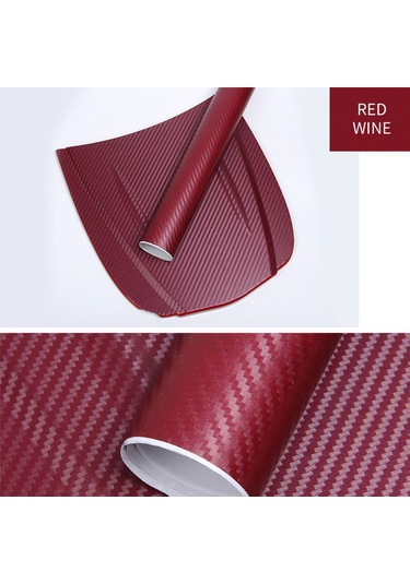 Dianziye Araba Pvc 3d Karbon Fiber Sticker, 70% Isı Yalıtımı, 127x10 Cm Bordo Rengi, Vücut Korozyon Ve Çizik Koruması, Dekoratif Film