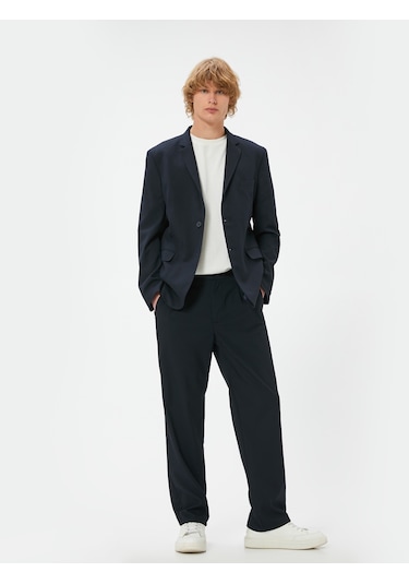Koton Kumaş Pantolon Düğmeli Cep Detaylı Lacivert 4spm40001hw Lacivert