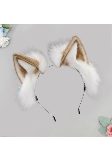 Taklit Tilki Kürk Saç Bandı Kedi Kulaklı Peluş Stil Rol Yapma Giydirme El Yapımı Kafa Bandı Cosplay Çok Renkli