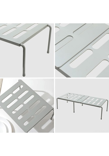 Ximistore9 Genişletilebilir Abs Su Akıtma Delikli Mutfak/banyo Depolama Rafı - Gri 40.5-68cm Gri