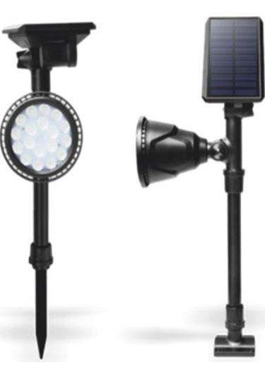 15W Solar Güneş Enerjili Kazıklı Bahçe Çim Armatür Günışığı Siyah