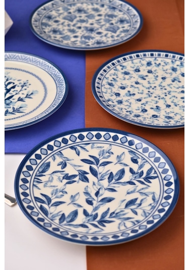 Tabak Evi Porselen Blue Heaven Pasta Takımı 20cm 4 Kişilik 4 Parça Tvl4ptprs1194 Çok Renkli