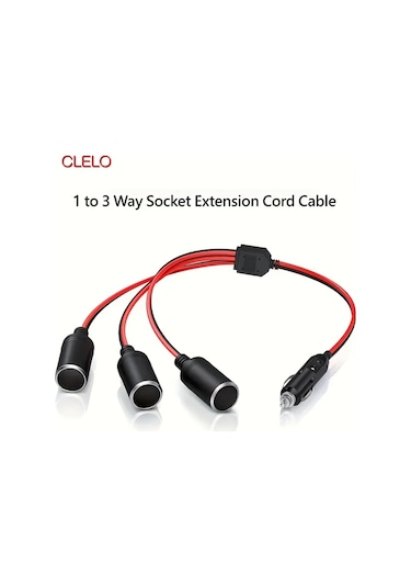 Boatshop1 Clelo 1den 3e Siyah Araba Sigara Cakmagi Bolucu Adaptor Guc Sarj Portu 12v 24v Fis Soketi 3 Yollu Bolucu 25.4 Cm Uzatma Kablosu 16awg 15a Sigorta