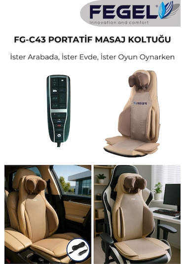 Fg-c43 Taşınabilir Masaj Koltuğu Boyun, Sırt, Bel Ve Kalça Masajı,ısıtma,titreşim Bej