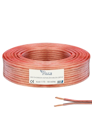 2x0.75 Hoparlör Kablosu Şeffaf Kordon 100mt Poke Pk-1170
