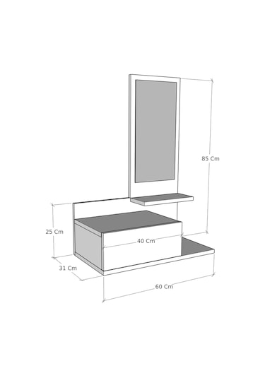 Arnetti Rozella Aynalı Duvara Monte Dresuar Antrasit Safirmeşe Antrasit - Safirmeşe