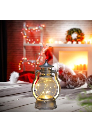 Suntek Dekoratif Yağ Lambası Noel Led Fener Lamba Ev Gümüş Diğer