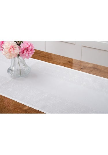 Finezza Ayda Jakar Polyester Kumaş Krem Runner 45x150 cm - 1418
