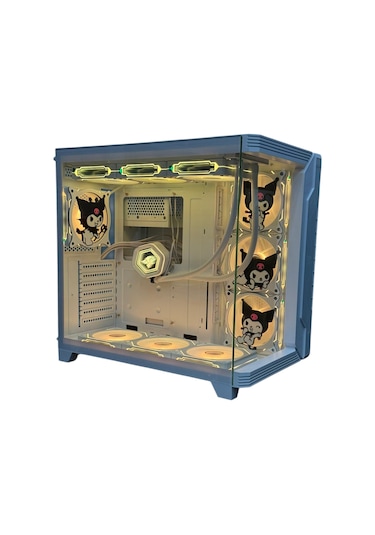 Kuromi Karakterli 7 Argb Fanlı 850w 80 Plus Bronz Power'lı 360mm Sıvı Soğutmalı Beyaz Akvaryum Kasa