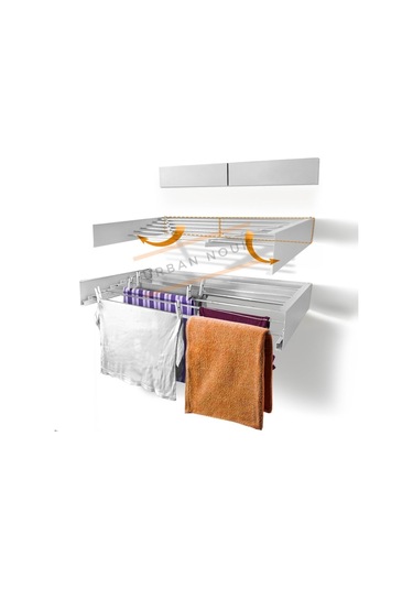 Kurutmalık Çamaşır Askısı - Duvara Monte Çamaşırlık - Patentli Tasarım Beyaz-100cm Beyaz